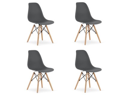 Židle OSAKA tmavě šedá / přírodní nohy x 4