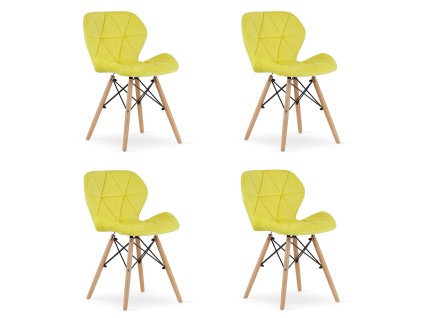 Sametová židle LAGO - žlutá x 4