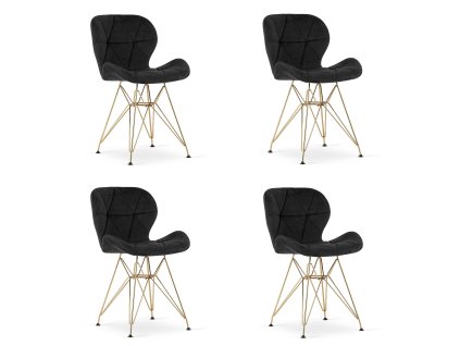 Židle NEST - černý samet / zlaté nohy x 4
