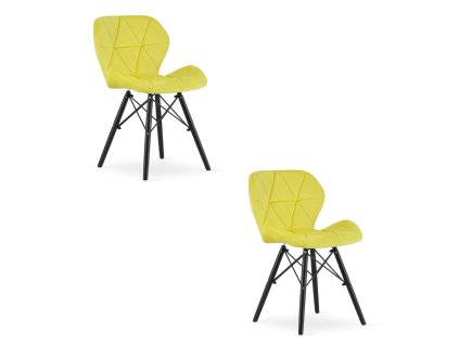 Židle LAGO Velvet - žlutá / nohy černé x 2
