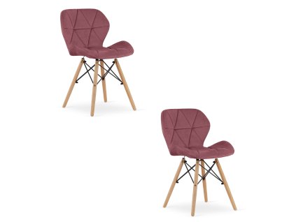 Židle LAGO Velvet - tmavě růžová x 2