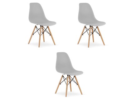 Židle OSAKA šedá / přírodní nohy x 3