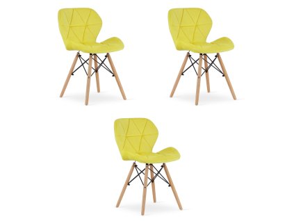 Sametová židle LAGO - žlutá x 3