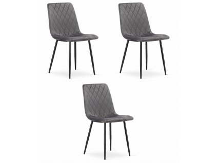 Židle TURIN - tmavě šedý samet x 3