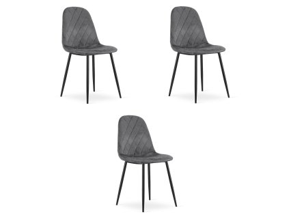 Židle ASTI - tmavě šedý samet x 3