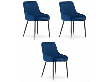 Židle MONZA - modrý samet x 3