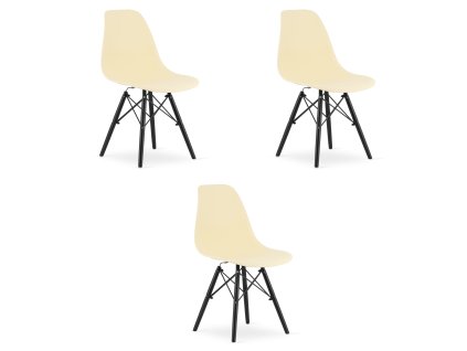 Židle OSAKA krémová / černé nohy x 3