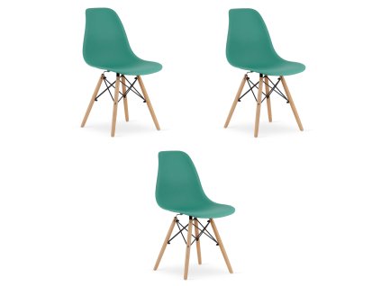 Židle OSAKA zelená / přírodní nohy x 3