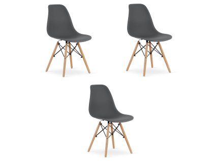 Židle OSAKA tmavě šedá / přírodní nohy x 3