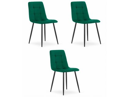 Židle KARA - tmavě zelený samet x 3