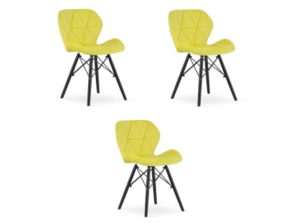 Židle LAGO Velvet - žlutá / nohy černé x 3