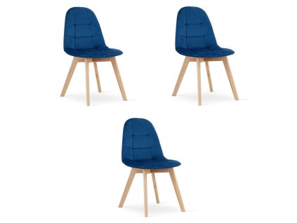 Židle BORA - tmavě modrý samet x 3