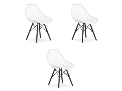 Židle SAKAI - bílá / černé nohy x 3