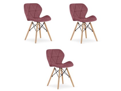 Židle LAGO Velvet - tmavě růžová x 3