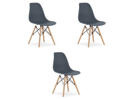 Židle OSAKA tmavá břidlice / přírodní nohy x 3