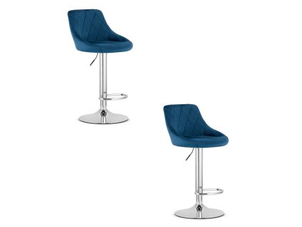 "KAST hocker - tmavě modrý samet / chromová základna x 2"