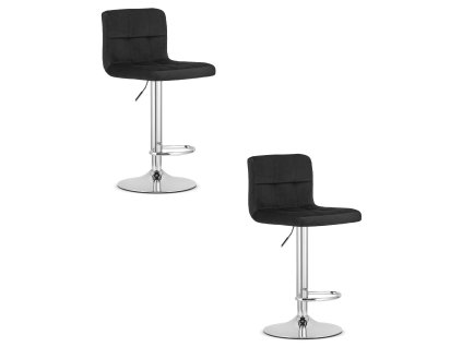 Hocker PROT - černý samet / chromový podstavec x 2