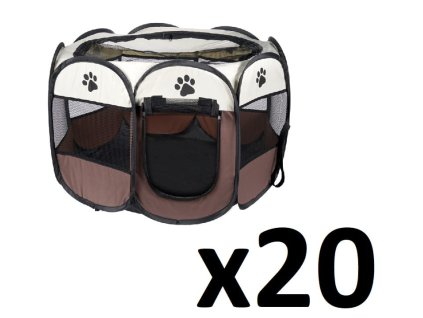 Kotec pro psy/kočky 74x74x43cm - hnědý x 20