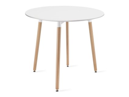 Kulatý stůl KAMI 80 cm - bílý / přírodní nohy