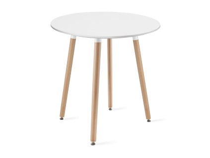 "Kulatý stůl KAMI 60 cm - bílý / přírodní nohy"