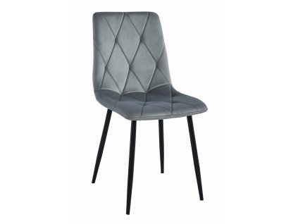Židle LIBRA - stříbrošedý samet / černé nohy x 1