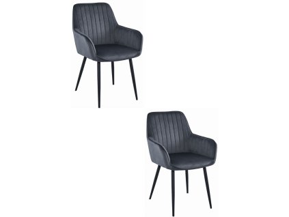 Židle SOLDEN - tmavě šedý samet / černé nohy x 2