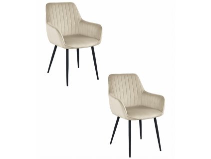 Židle SOLDEN - béžový samet / černé nohy x 2