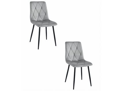Židle LIBRA - stříbrošedý samet / černé nohy x 2