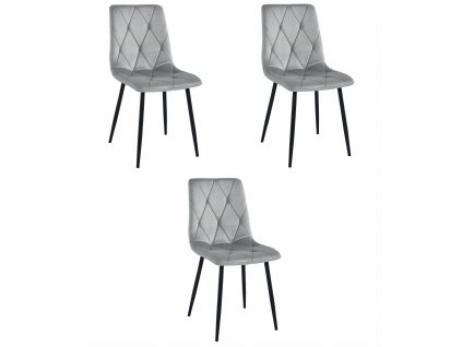 Židle LIBRA - stříbrošedý samet / černé nohy x 3