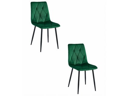 Židle LIBRA - tmavě zelený samet / černé nohy x 2