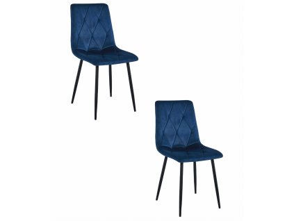 Židle LIBRA - tmavě modrý samet / černé nohy x 2