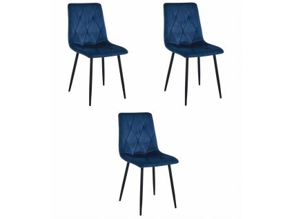Židle LIBRA - tmavě modrý samet / černé nohy x 3