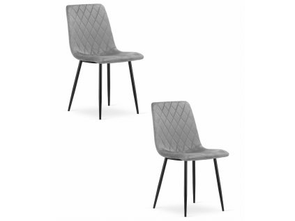 Židle TURIN - světle šedý samet x 2