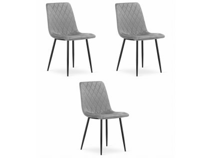 Židle TURIN - světle šedý samet x 3