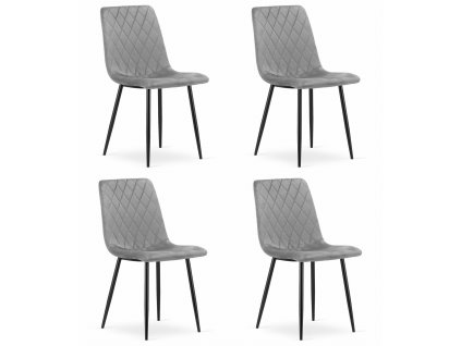 Židle TURIN - světle šedý samet x 4