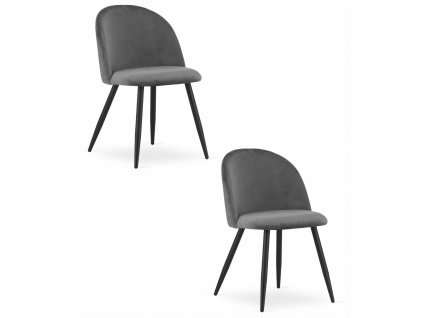 Židle BELLO - tmavě šedý samet / černé nohy x 2