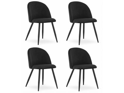 "Židle BELLO - černý samet / černé nohy x 4"