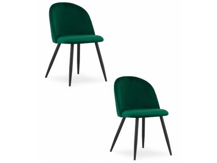 Židle BELLO - zelený samet / černé nohy x 2