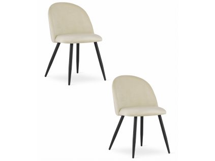 Židle BELLO - béžový samet / černé nohy x 2