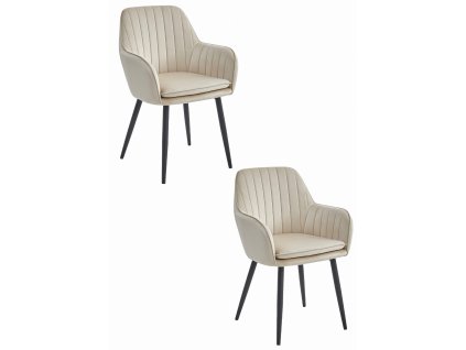Židle LUGO - béžový samet / černé nohy x 2