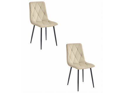 Židle LIBRA - světle béžový samet / černé nohy x 2