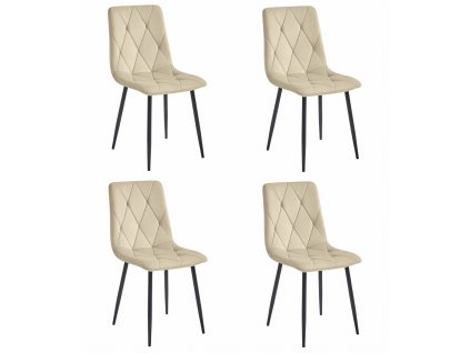 Židle LIBRA - světle béžový samet / černé nohy x 4