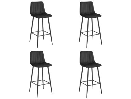 "POZZA hocker - černý samet / černé nohy x 4"