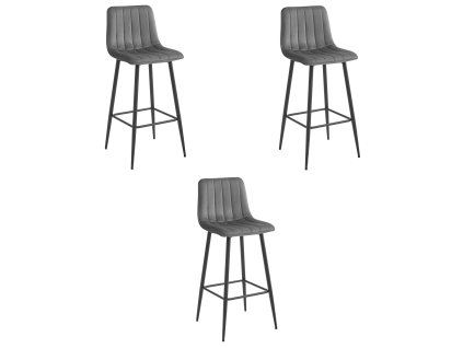 "POZZA hocker - tmavě šedý samet / černé nohy x 3"