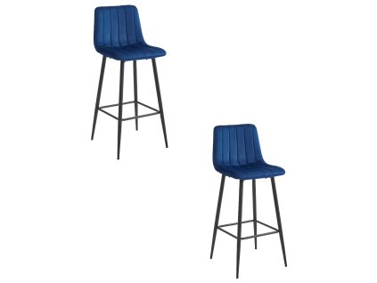 "POZZA hocker - tmavě modrý samet / černé nohy x 2"