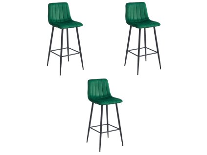 POZZA hocker - tmavě zelený samet / černé nohy x 3