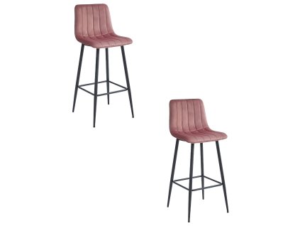 "POZZA hocker - tmavě růžový samet / černé nohy x 2"
