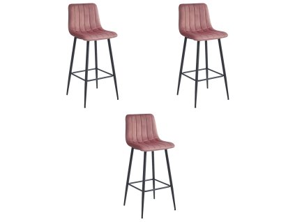 POZZA hocker - tmavě růžový samet / černé nohy x 3