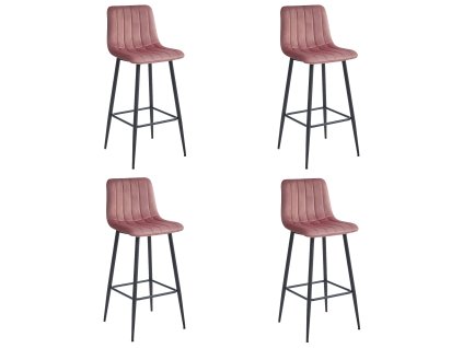 "POZZA hocker - tmavě růžový samet / černé nohy x 4"