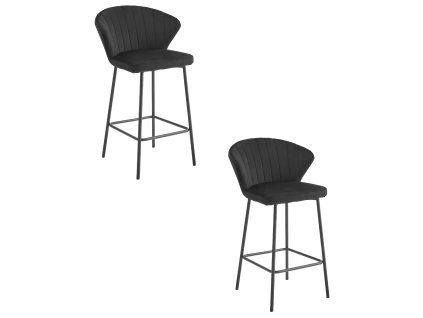 Hocker GATTA - černý samet / černé nohy x 2